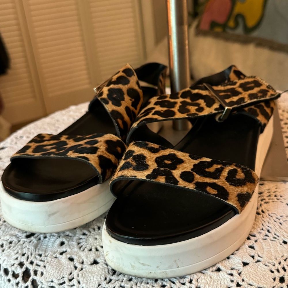 horse hair platform sandals